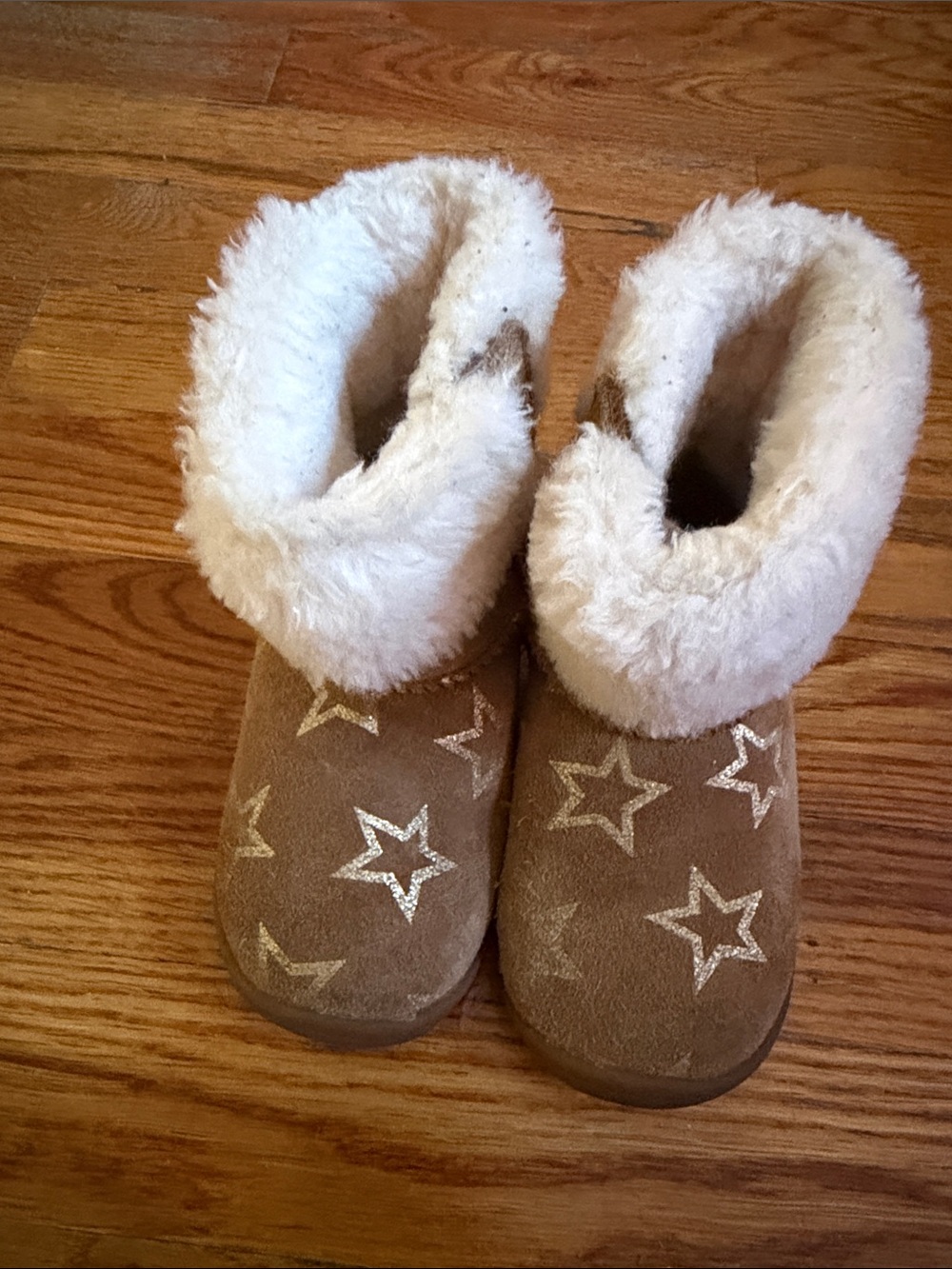 UGG Kids Tan Star-Print Faux-Shearling Boots